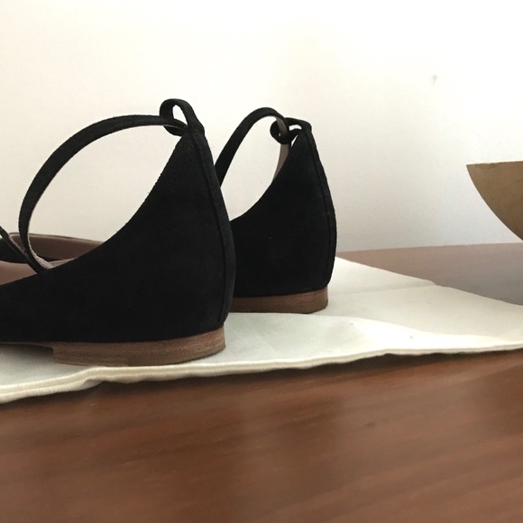 Aerin Black Suede Ballet Flats + Removable Straps - Picture 4 of 8